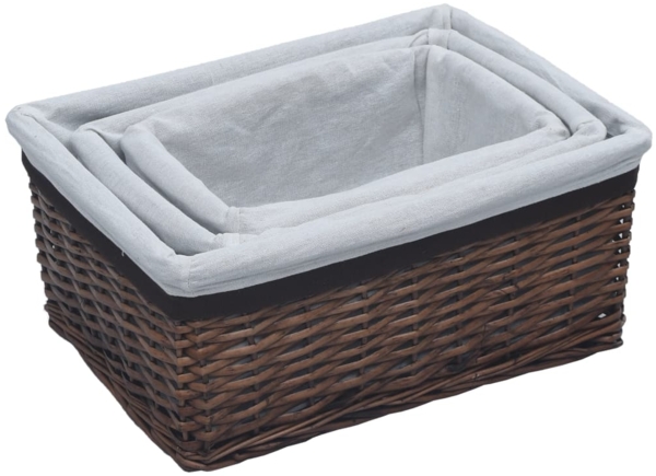 vidaXL 3-tlg. Korb-Set Ineinander Schachtelbar Braun Weidengeflecht 286977