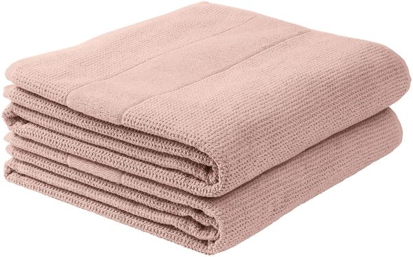 Schiesser Duschtücher Turin im 2er Set aus 100% Baumwolle, nachhaltig und fair produziert, Farbe:Puderrosa, Größe:70x140 cm