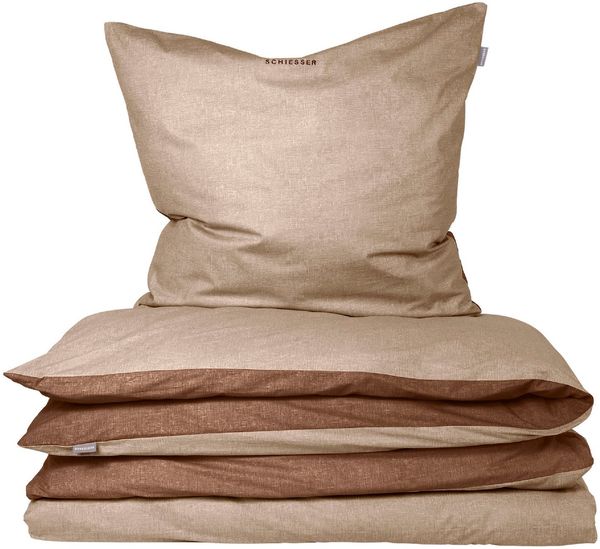 Schiesser Bettwäscheset Doubleface - Feinbiber - 2-teilig - 135 x 200 cm - Sand