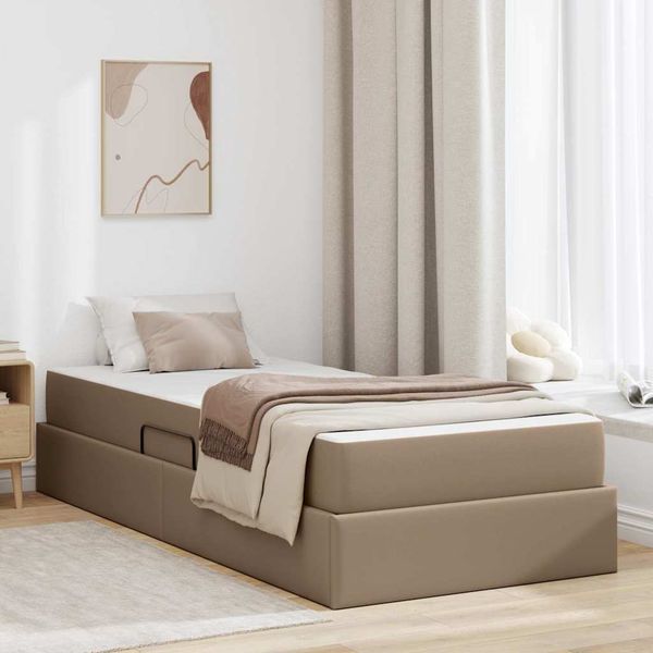 vidaXL Aufbewahrungsbett mit Matratze 2 pcs Cappuccino Leder 3399595