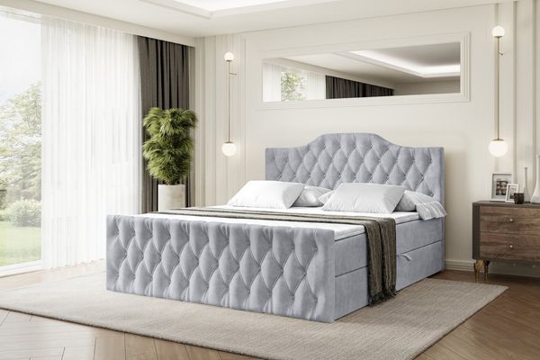ALTDECOR Boxbett VILA-1-Z (Multipocket-Matratze H4, H3 Matratze Bonellfederung, Topper, Kopfteil), Doppelbett mit Fußteil