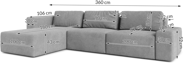 AX LIVING Couch XXL L Form Arkleton Ecksofa Groß Beige 360cm Komfort R Bild 3