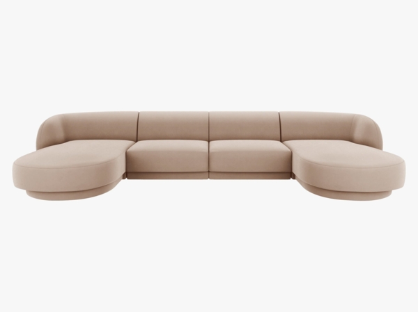 Micadoni Panorama-Sofa Miley 5-Sitzer Samt Bluvel Cappuccino