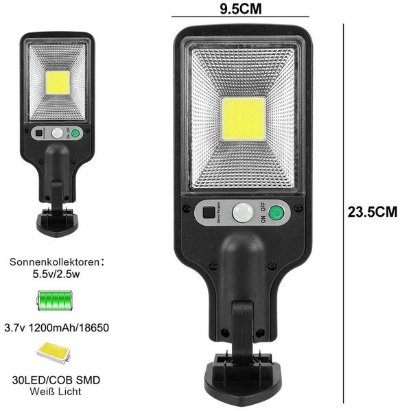 Rosnek LED Außen-Wandleuchte Solar, 3 Modi, Bewegungssensor, für den Außenbereich Terrasse, IP65 wasserdicht