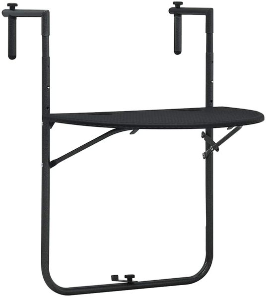 Balkonhängetisch, Balkontisch Schwarz 60x64x83,5 cm Kunststoff Rattan-Optik