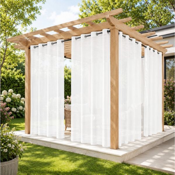 Sunicol Outdoorvorhang Transparent spritzwassergeschützt Außenvorhang mit Ösen Gardinen (1 St), Voile Sichtschutz für Pavillon Terrasse Pergola Balkon Garten