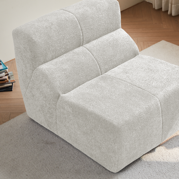 Sofa Sitzfläche 94x63 cm / Gesamt 94x109x79 cm, Regentropfen-Velvet Weiß, hochdichter Schaumstoff, komprimiert & sofort einsatzbereit