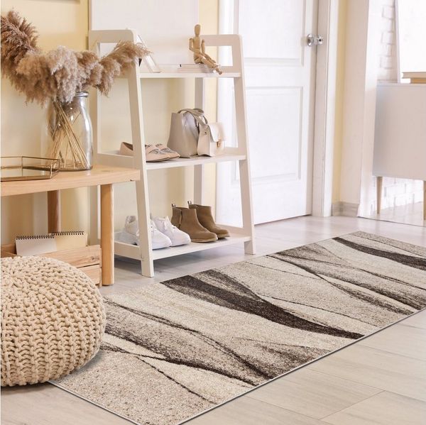 Mazovia Läufer Läufer Flurläufer Modern für Vorzimmer, Küche - Beige, 120 x 100 cm, Kurzflor, Meterware, Höhe 10 mm
