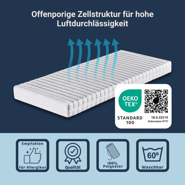 Betten-ABC Dream Spezial – Sondermaß-Kaltschaum- matratze mit 7 Zonen, Härtegrad 2,5, Höhe ca. 13 cm, Größe: 100x210 Bild 3