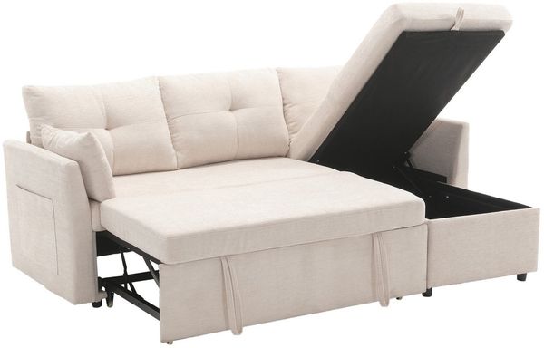 SeedWave Schlafsofa Samt Schlafsofa für 3 Personen, Sofa und Bett in Einem, Umsetzbarer Chaise Longue mit Stauraum, Kissen, Seitentasche