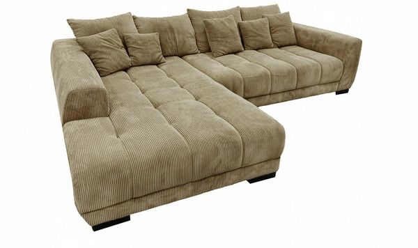 Massivart® Ecksofa Cord 300x215 cm / Nosagfederung / Cordsofa / ARTEMIS, inkl. Kissen-Set · frei im Raum stellbar