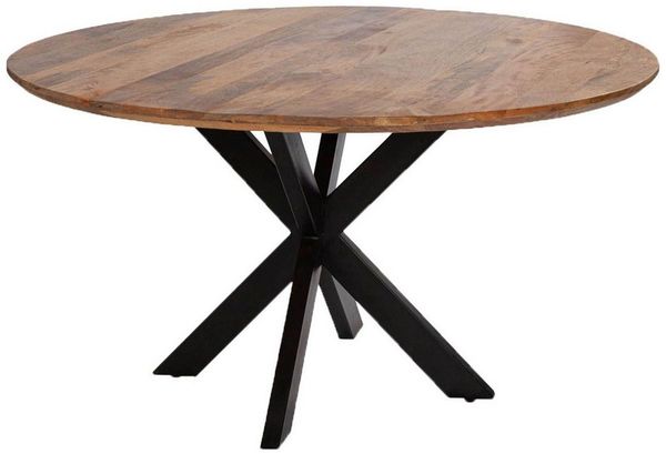 Massivholztisch Avola - rund 110 cm - Mangoholz - Gestell Kreuz-Form