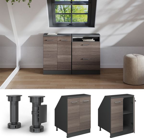 Dachschrägenschrank Rion Edelgrau 60 x 81.6 cm mit 2 Türen, Schrankkorpus 60 cm Tiefe Vicco Bild 5