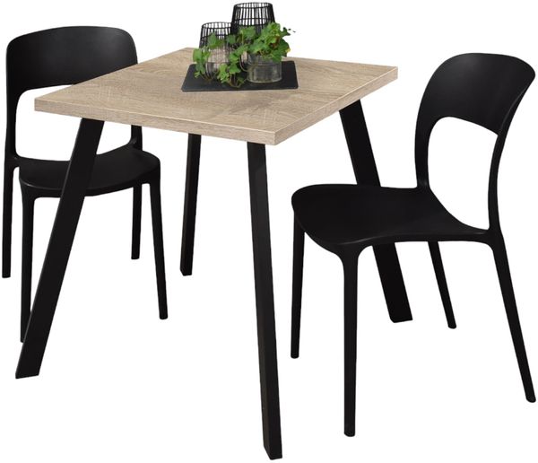 Bistrotisch Eirene 70x70x75 schwarz matt/eiche sägerau 14494