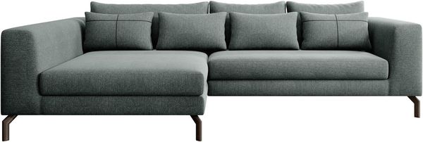 INOSIGN Ecksofa Cross, mit softem Sitz, L-Form, wendbare Zierkissen, Breite 284 cm, Couch mit vielen Kissen, stylische Kreuznaht, elegante Metallfüße