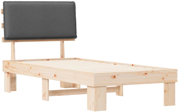vidaXL Bettgestell mit gepolstertem Kopfteil Dunkelgrau 90x200 cm 877305 Bild 3
