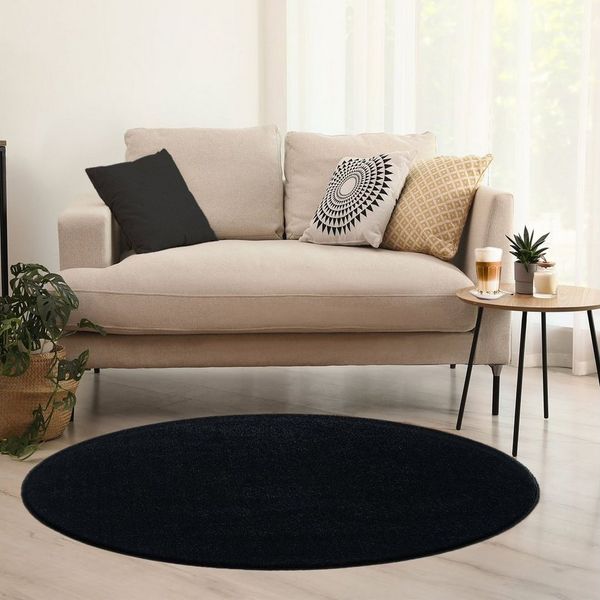 Vimoda Teppich Teppich Rund Wohnzimmer Kurzflor, Rund, Höhe: 8 mm, Teppich Rund Einfarbig