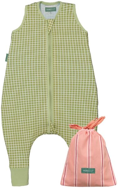 molis&co - Baby Schlafsack mit Füßen 0.5 TOG - Sommerschlafsack für Jungen - Kinder Babyschlafsack mit Beinen - 100% Baumwolle (Oeko-TEX 100), Premium Qualität - Pistacchio (70 cm)