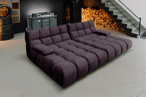 KAWOLA Big Sofa VIVIEN Velvet purple 85 x 178 x 296 cm