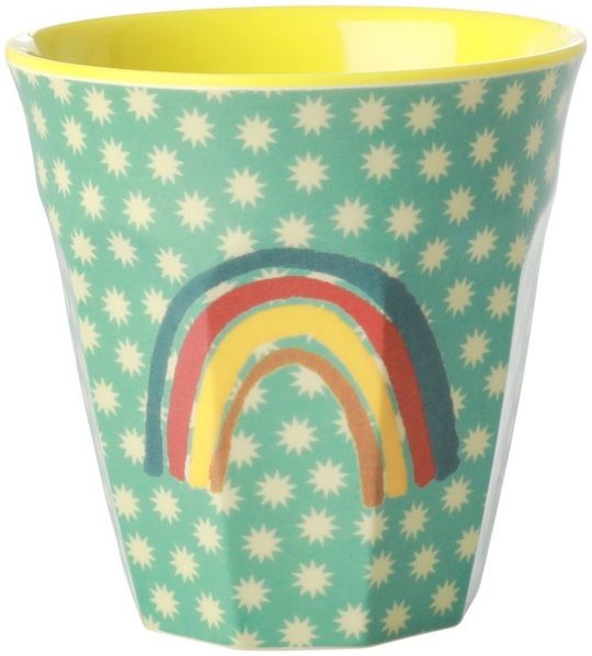 rice Becher Rice Melamin Becher Medium Grün mit Regenbogen und Sternen, Melamin