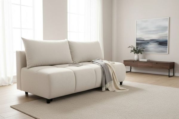 Sofa 3-Sitzer mit Schlaffunktion XENIO in Stoff Soft Beige