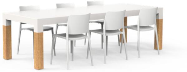 One To Sit 7-teilige Sitzgruppe Sera Borra Aluminium weiß/Eiche 260x100 cm