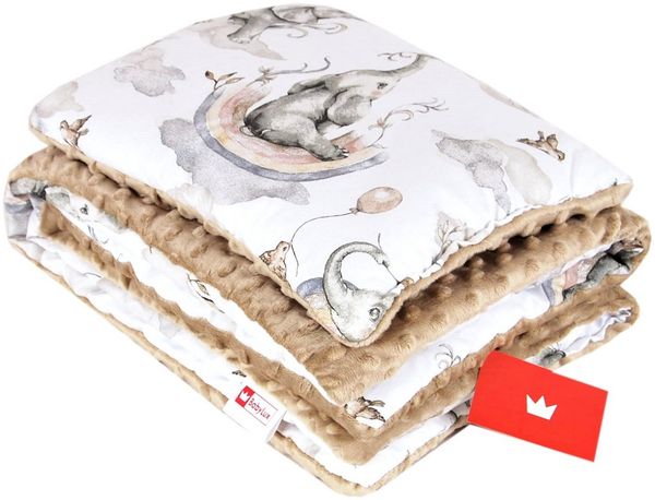 Kinderdecke BABYLUX Babydecke MINKY 2Set Kuscheldecke Decke 75 x 60cm Kinderwagen, BabyLux, MP127 - Beige + Elefanten Bild 3
