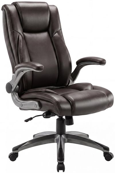 COLAMY Bürostuhl Ergonomisch, Chefsessel mit Hoher Rückenlehne, Ergonomischer 360° Drehstuhl für Büro, Schreibtischstuhl Lederstuhl mit Verstellbarer Neigungsverschluss, Braun