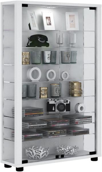 Vitrinenschrank Glas Sammler LED Vitrine Standvitrine Wohnzimmer Schrank weiß