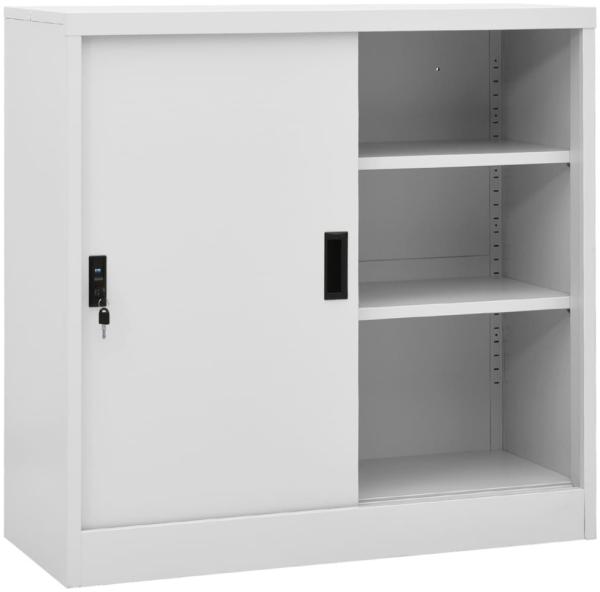 vidaXL Büroschrank mit Schiebetür Hellgrau 90x40x90 cm Stahl