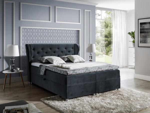 Boxspringbett ARIANNA 160x200 cm Stoff Anthrazitgrau