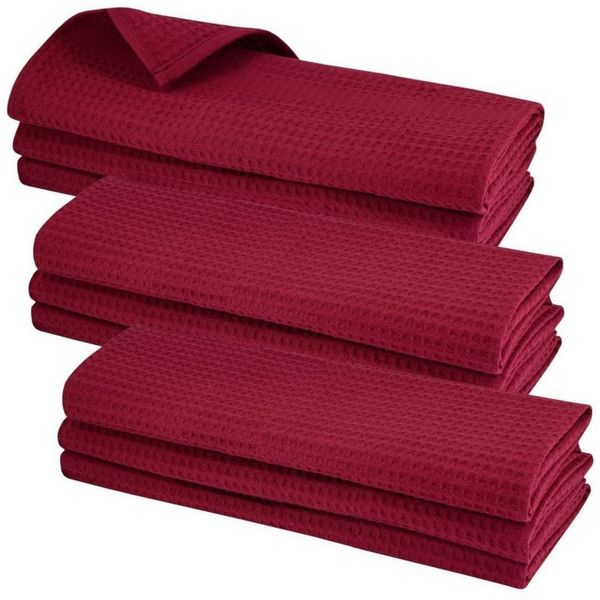 Engelland Geschirrtuch Poliertuch, (Vorteils-Set, 9-tlg, Waffel-Pique), 100 % Baumwolle, integrierte Aufhängeschlaufe, 70 x 50 cm