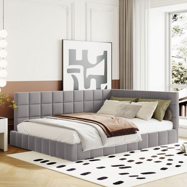 Furnishings Home Polsterbett Schlafsofa Doppelbett, Multifunktionsbett, Mit Lattenrost, Samt, 140x200 cm