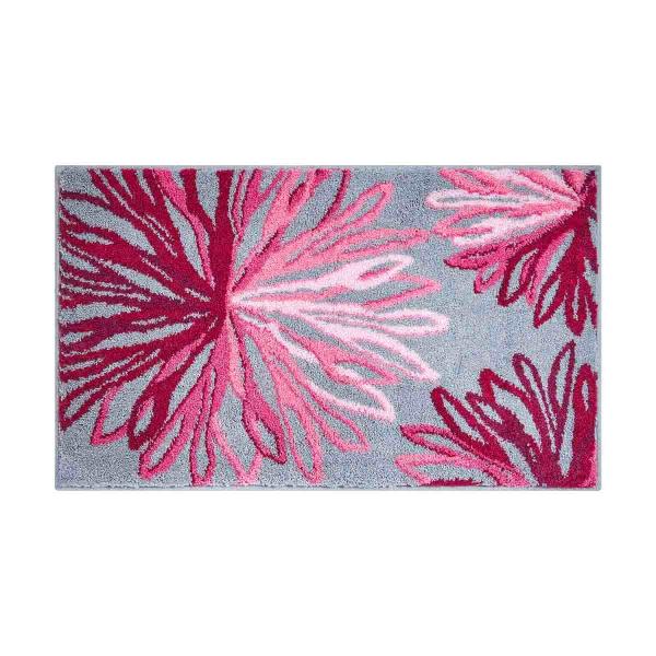 GRUND ART Badematte 70 x 120 cm Rosa/Grau