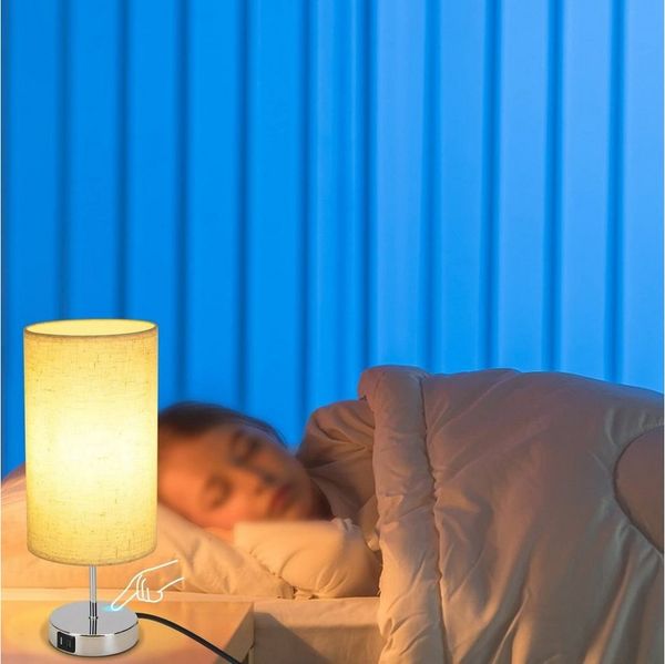 Nettlife Nachttischlampe Nachttischlampe touch dimmbar mit Ladefunktion USB, mit Ladefunktion USB, LED wechselbar, Warmweiß, für Schlafzimmer kinderzimmer Bedside