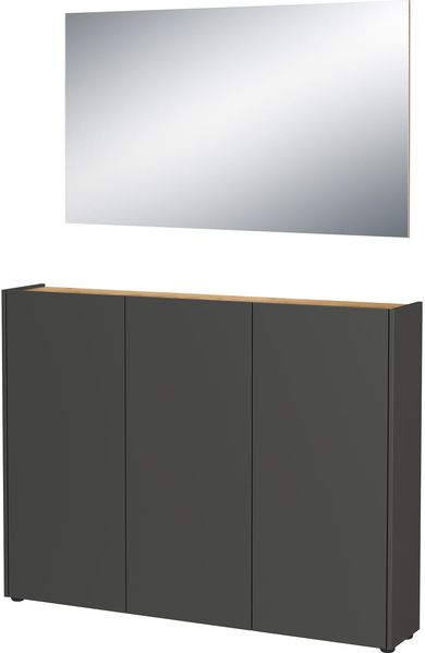 Germania 2-TLG. Garderoben-Set 9876-549 GW-Libbiano, in Graphit/Navarra-Eiche-Nb, mit geringer Tiefe, 138 x 200 x 25 cm (BxHxT)