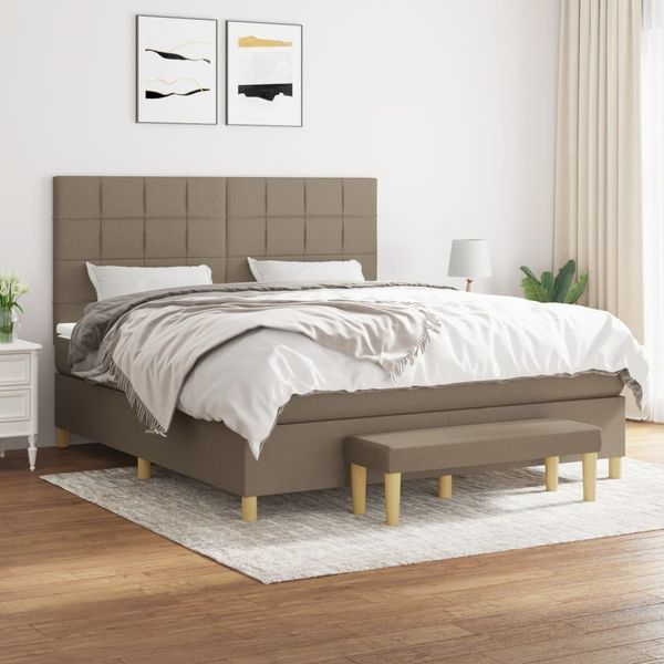 vidaXL Boxspringbett mit Matratze Taupe 160x200 cm Stoff 3137169