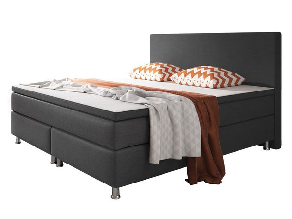 Boxspringbett Berlin 140x200 cm Webstoff Anthrazit