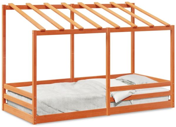 vidaXL Kinderbett mit Dach Wachsbraun 90x200 cm Massivholz Kiefer 847002 Bild 2