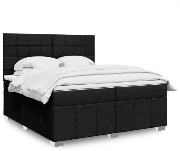 vidaXL Boxspringbett mit Matratze Schwarz 200x200 cm Stoff 3291777