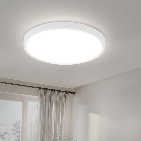 ZMH LED Deckenleuchte Flach Rund - Deckenlampe Weiß Modern 3000K Warmweiß Badlampe 22CM IP44 Wasserfest für Flur Balkon Wohnzimmer Badezimmer Schlafzimmer Küche