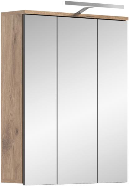 Spiegelschrank Mason - Nox Oak / Spiegelglas mit Badaufsatzleuchte