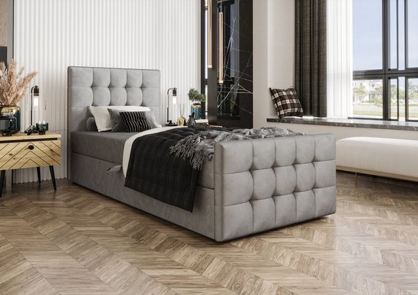 B&B Home Boxspringbett Boxbett Coria V 80 90 100 cm (H3 Matratze Bonellfederung, Kopfteil, Fussteil und Bettkasten)