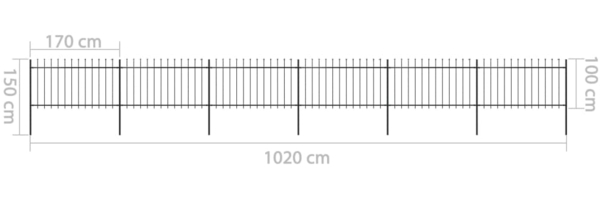 vidaXL Gartenzaun mit Speerspitze Stahl 1070 x 100 cm Schwarz 277616 Bild 4