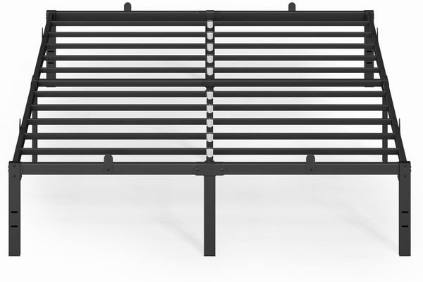 VASAGLE Doppelbettgestell, Bett, 160x200 cm, Metallbett, Bettrahmen, Unterbettaufbewahrung, modern, Gästebett, einfacher Aufbau, tintenschwarz RMB155BD01