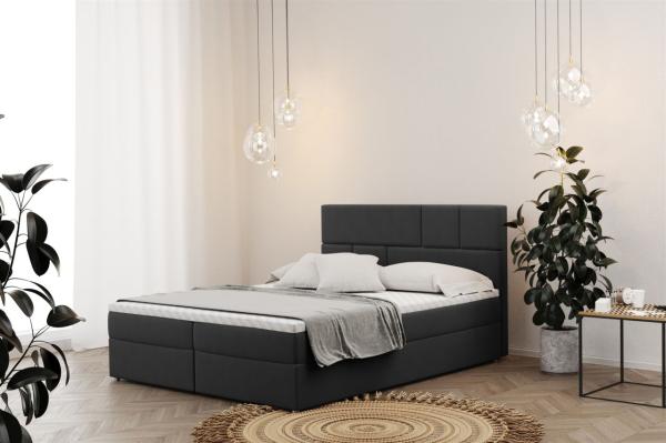 Boxspringbett Schlafzimmerbett CALVIN 120x220cm in Stoff Matt Velvet Anthrazit