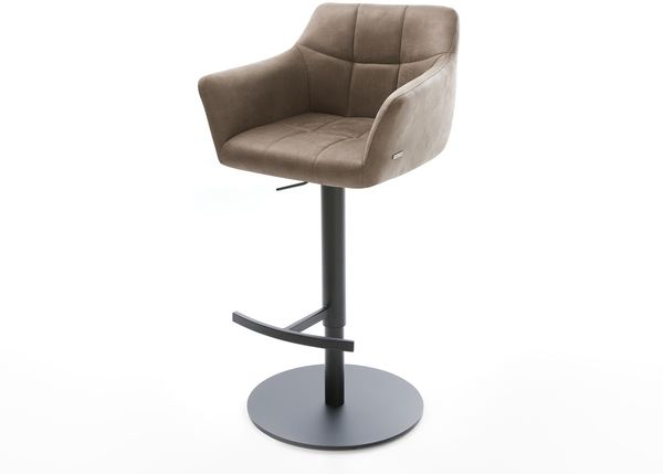 Delife Barstuhl Yulo-Flex Drehfuß höhenverstellbar Metall	, Taupe, Microvelours, Schwarz