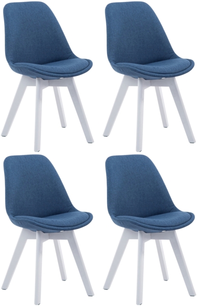 CLP 4er Set Besucherstühle Borneo V2 Stoff mit Polsterung,blau weiß
