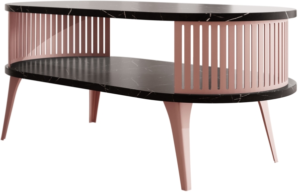 Couchtisch Rajkon Oval Ember (Farbe: Kupfer / Black Pietra Grigia)