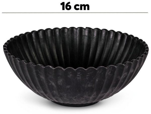 matches21 HOME & HOBBY Blumentopf Dekoschale runde Pflanzschale für draussen schwarz marmoriert 16 cm (1 St), Blumen-Schale als wetterfeste Friedhof-Schale Grab-Schmuck Grabschale